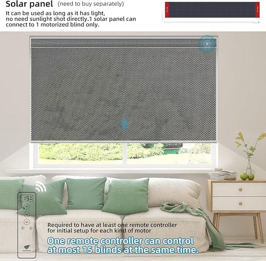 SmartWings Motorized Roller Shades 5% Openness Work with Homekit, Alexa SmartThings Google, Zigbee Motor Smart Blinds for Windows, Cordless Remote Control Window Shades, Customized, Charcoal Grey