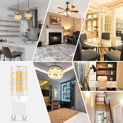DiCUNO G9 LED Light Bulb 4W, 40W Halogen Replacement, Warm White 3000K, 450 Lumen, G9 Bi-Pin Ceramic Base Bulb, 120V, Non-dimmable, for Chandelier Lighting, Pendant Light, 10-Pack