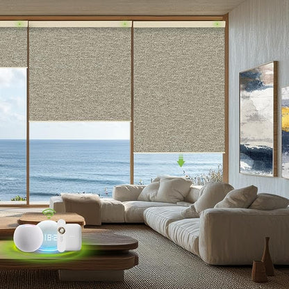 Motorized Blinds with Remote，100% Blackout Smart Blinds Motorized Roller Shades Compatible with Alexa Automatic Blinds for Windows Electric Window Blinds Customized Size Driftwood Noir