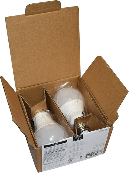 Amazon Basics A19 LED Light Bulbs, 100W Equivalent, Daylight White 5000K, Energy Efficient 15W, Non-Dimmable, 10,000 Hour Lifetime, 2-Pack