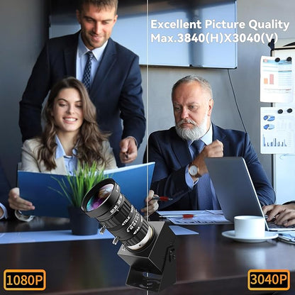 4K USB Webcam 1080P@120fps High Speed Camera With CS-Mount 5-50mm 10X Telephoto Zoom Manual Lens 12MP Close-Up Capability OpenCV Compatible Plug-and-Play for Live Streaming,Industrial Projects