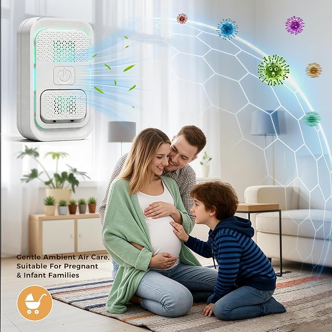 Plug In Air Ionizer - Anion Air Purifier for Home Bedroom Office, Small Mini Quiet, Portable Air Freshener for Odor, Dust, Pets Smell, White