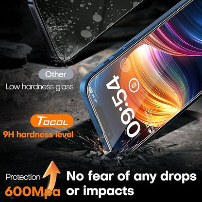 TOCOL for iPhone 13 Screen Protector/iPhone 16e Screen Protector 9H Hardness Military Grade Shatterproof HD Tempered Glass Full Coverage Easy Installation 2 Pack