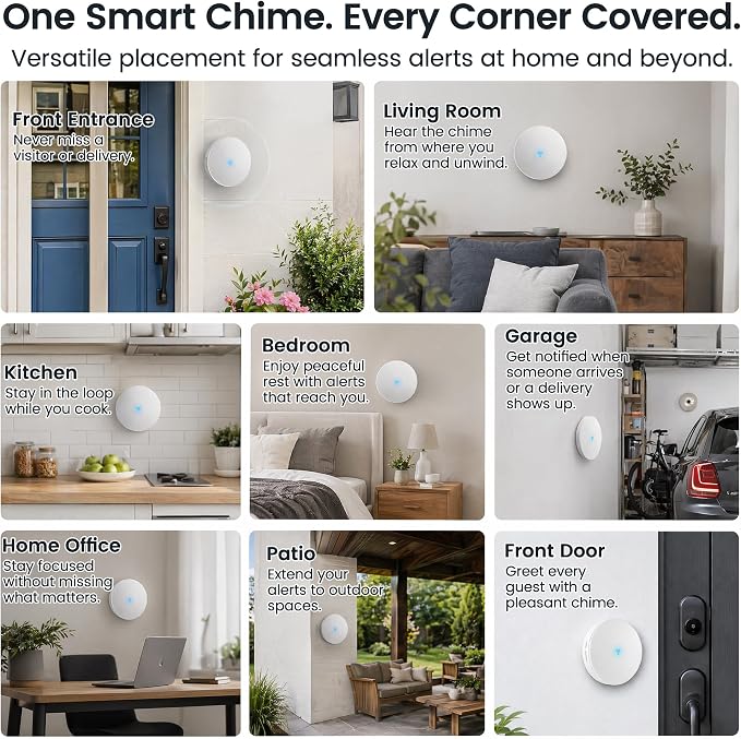 LUCKYDUO WiFi Doorbell Chime for Google Nest, 58 Tones, LED Flash