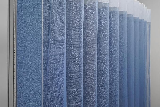 Motorized Sheer Vertical Blinds Compatible with Alexa Google Home, Light Filtering Smart Vertical Blind Sliding Door Blinds Remote Control Blinds for Sliding Glass Door Customize (Blue)