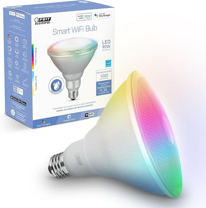 Feit Electric PAR38/RGBW/CA/AG 90 Watt Equiv, 2.4 GHz WiFi Only, No Hub Required, Color Changing and Tunable White (Pack of 4)