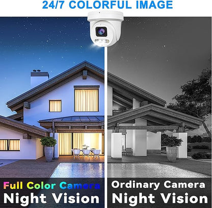 Real HD 4K 8MP Mini PTZ Dome PoE IP Camera Outdoor Pan 350° Tilt 90° 5X Optical Zoom, 130Ft Full Color Night Vision, H.265, IP67, NDAA Compliant