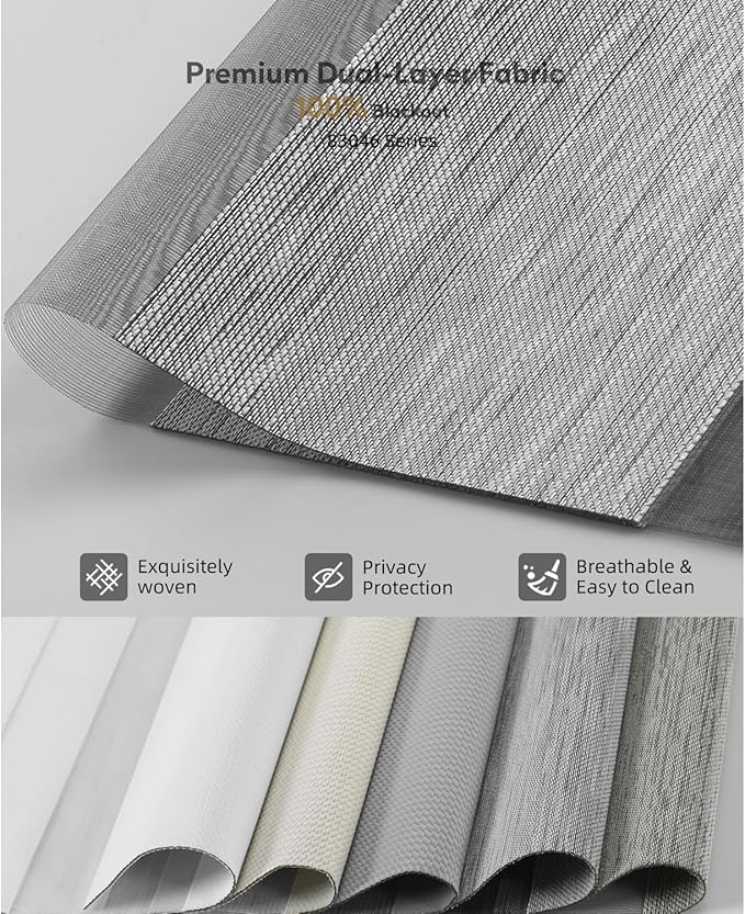 ACMEART Motorized Zebra Blinds,Smart APP & Remote Control 100% Blackout Shades,Compatible with Alexa,Custom Size Electric Window Blinds for Bedroom/Home/Office (Linen Weave Grey)