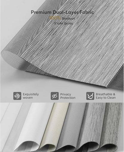 ACMEART Motorized Zebra Blinds,Smart APP & Remote Control 100% Blackout Shades,Compatible with Alexa,Custom Size Electric Window Blinds for Bedroom/Home/Office (Linen Weave Grey)