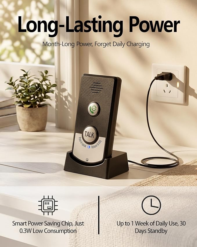 Intercoms Wireless for Home, Long Range Wireless Intercom System for Room to Room Communication, 2 Way Voice Intercom for Elderly, Seniors, and Kids