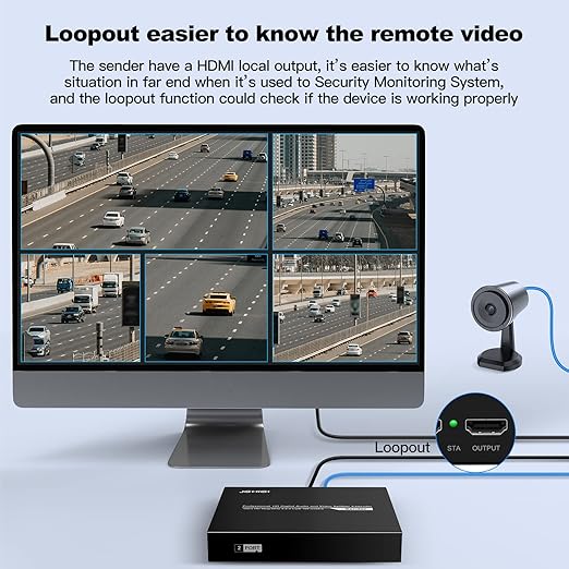HDMI Extender Splitter 1 x 2, JCHICI 4K@30Hz 100M(328fts) HDMI Splitter with Loopout and EDID Copy Function, Lossless Transmission and Zero Latency, Support 3D
