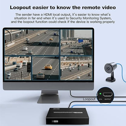 HDMI Extender Splitter 1 x 2, JCHICI 4K@30Hz 100M(328fts) HDMI Splitter with Loopout and EDID Copy Function, Lossless Transmission and Zero Latency, Support 3D