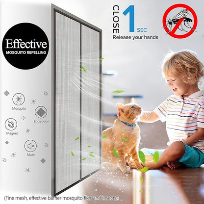 Magnetic Screen Door with Upgraded PET Material Mesh- Easy Installation, Tear-Resistant, Pet and Kid Friendly