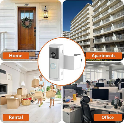 No-Drill Doorbell Mount with Rain Cover, Anti-Theft Door Bracket | Compatible with Battery Doorbell/Plus/Pro(2026 Model),Quick Install Doorbell Camera Holder for Rental Apartment,White