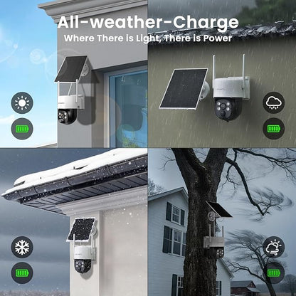 xmartO Wireless Solar PTZ Security Camera System, 10-Cam Bundle, 4MP QHD, 4K 10CH Expandable WiFi NVR, All-Weather Solar Charge, Two-Way Audio, PIR Sensor, No Monthly Fee, 500GB