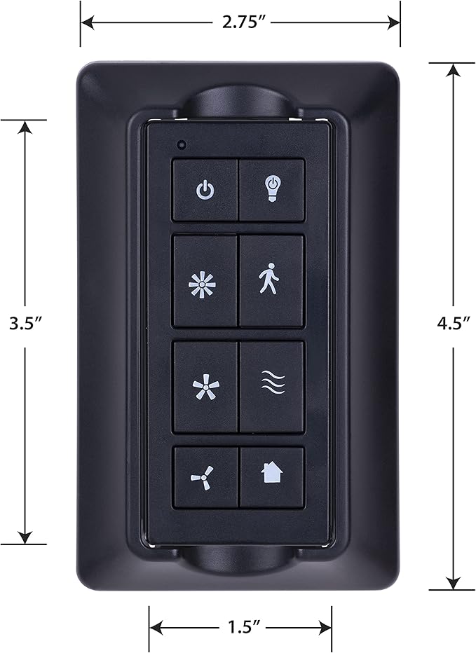 Prominence Home Universal Ceiling Fan Remote Control Kit with Receiver, Wall Dock and Batteries, For Downrod Ceiling Fans ONLY - Model 51487-01 - Black