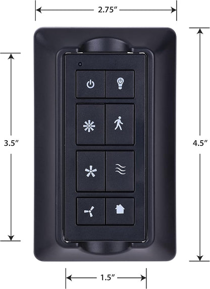 Prominence Home Universal Ceiling Fan Remote Control Kit with Receiver, Wall Dock and Batteries, For Downrod Ceiling Fans ONLY - Model 51487-01 - Black