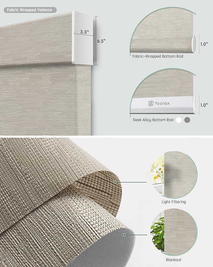 Yoolax Smart Dual Roller Shades, Motorized Blinds with Remote Smart Blinds Compatible with Alexa, Automatic Dual Shades for Windows Bedroom Living Room (Jacquard Coffee)