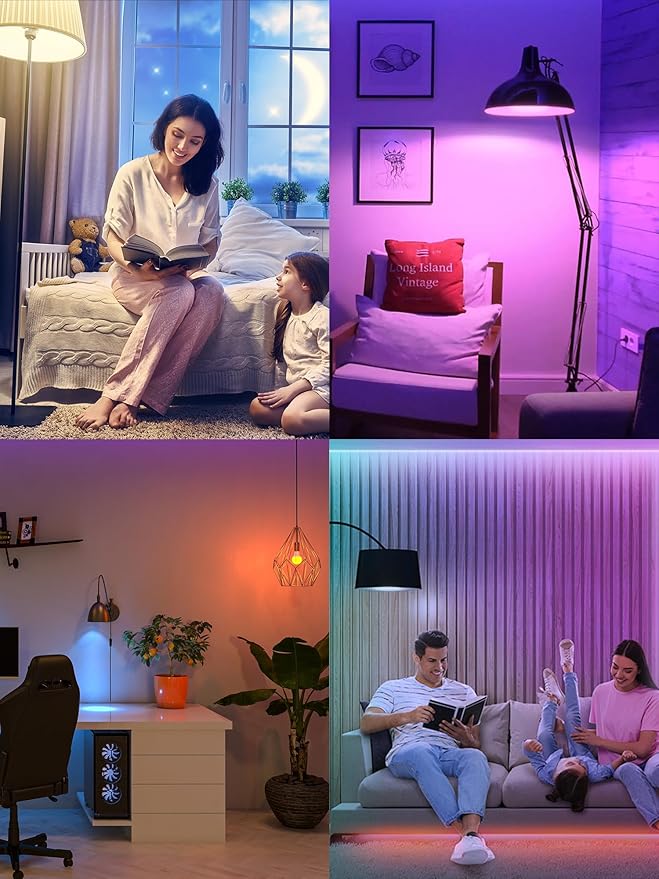 Brizled Smart Light Bulbs, Color Changing Light Bulb, RGBWW LED Light Bulbs App Control, E26 A19 Dimmable Smart Bulb Work with Alexa Google Home, 2.4Ghz WiFi Light Bulb, Music Sync, 9W, 806 LM, 4 Pack