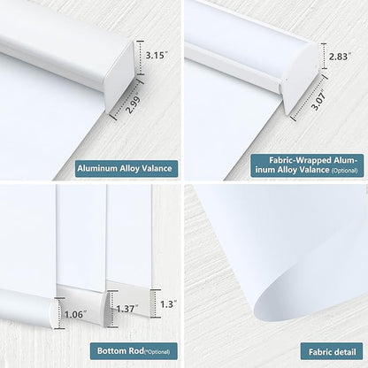 Bringnox Motorized Blinds with Remote,100% Blackout Smart Roller Blinds Compatible with Apple Homekit Google Home and Alexa Via HUB,and Customized (Vinyl White-12)