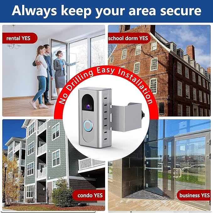 KIMILAR Anti-Theft Video Doorbell Mount Compatible with Ring/Blink Wireless Video Doorbell, Adjustable Mounting Bracket Accessories for Houses, Apartments, Businesses, Not for Security Door