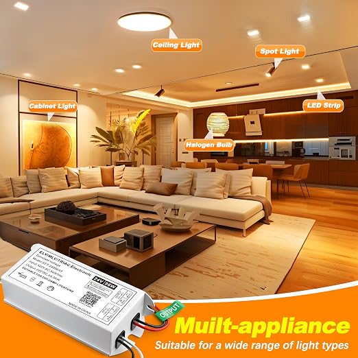 Dimmable LED Driver 96W 24V, Triac/ELV/MLV Transformer for LED and Halogen Lighting, Compatible with Lutron & Leviton Dimmers, Suitable for Indoor/Outdoor Applications
