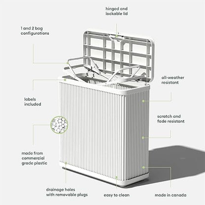 Veradek Tambour Series Outdoor Trash Can with Lid – All-Weather Waste Bin for Patio, Pool, BBQs & Parties | Durable Dual Bag System up to 30 Gallons | Modern Design for Backyard or Deck