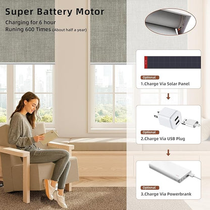 Motorized Blinds Roller Shade with Remote: Canisteo Automatic Smart Blind for Windows 100% Blackout, Electric Blinds Compatible with Alexa/Google Home/Apple Homekit, Customized Size,Aura Sage