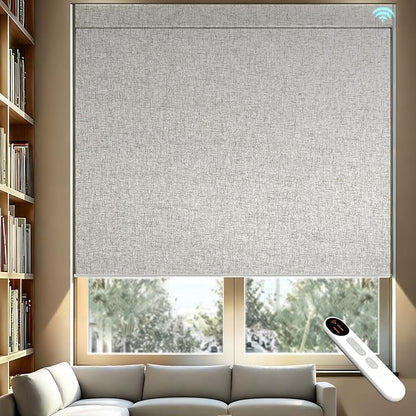 Motorized Blackout Roller Shades with Remote – Smart Blinds for Bedroom, Alexa Google Home Siri, Matter Compatible, Custom Electric Window Shades, Cordless Rechargeable