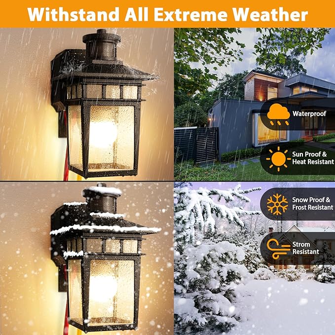 Motion Sensor Outdoor Porch Lights with GFCI Outlet,3 Modes Dusk to Dawn Outdoor Light Fixture,Waterproof Exterior Lighting Fixture Outside Wall Sconce Lights for House Front Door Patio Garage