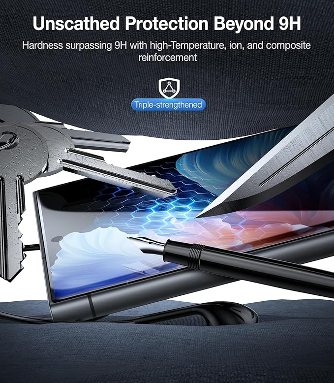 UltraGlass Unbreak Top 9H+ Glass for Samsung Galaxy S24 Ultra Screen Protector [Military Grade Shatterproof & Longest Durable] Screen Protector S24 Ultra Tempered Glass, Auto Installation, 2 Pack