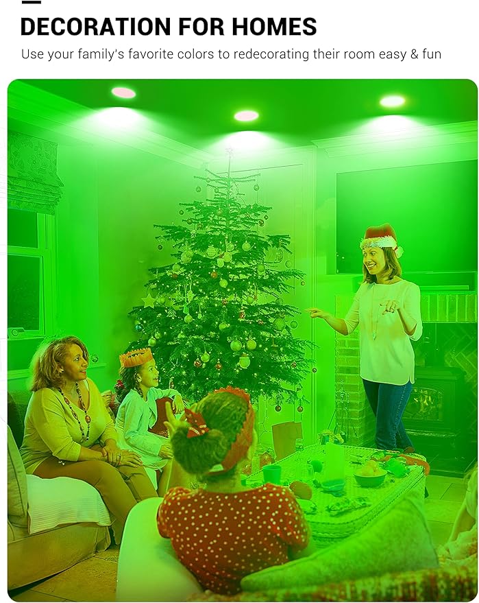 BR30 Green Flood Light Bulb, JandCase Green LED Light Bulb, 11W(100W Equivalent), 900lm, Non-Dimmable Can Light Bulbs for Ceiling, E26 Base, 2 Pack