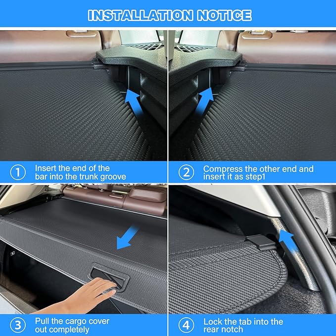 AUXKO Retractable Cargo Cover for BMW X5 2025-2019, Trunk Cargo Cover Luggage Security Shade Cover for 2025 2024 BMW X5 Accessories Shielding Shade Anti-Peeping Luggage Privacy Screen, Carbon Fiber