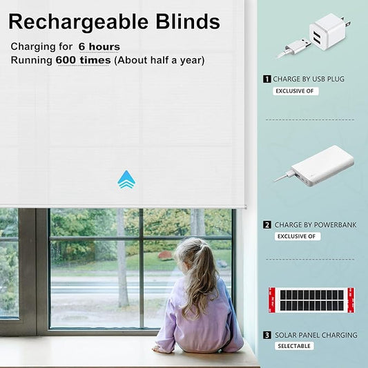 Aprilsmart Motorized Blinds with Remote,Light Filtering Motorized Roller Shades Work with Apple Homekit,Alexa,SmartThings,Google Home,Customize Blinds(Sunscreen White-58)