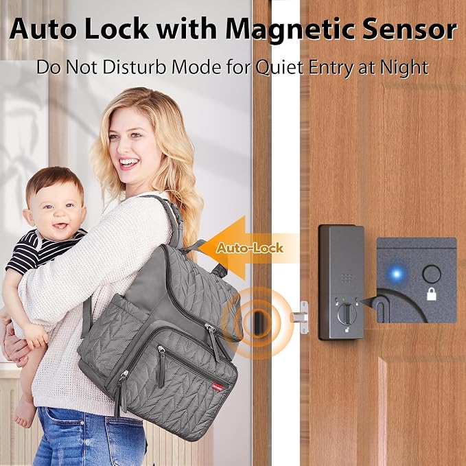 Keyless Entry Door Lock Palm Vein, Bestkid Smart Lock for Front Door with Wireless Doorbell Built-in WiFi, Biometric Deadbolt App Remote Alexa Control Auto Lock Rechargeable Battery