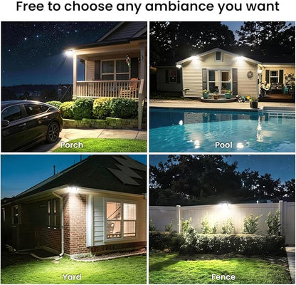 Solar Security Light Outdoor,Solar Flood Light with Active Motion Sensor,3 Heads 270° Wide Angle,Remote Control,IP65 Waterproof, 3 Modes (2 Packs)