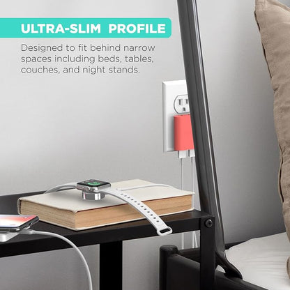 iHome Slim 2-Port USB Wall Charger, Flat Multiport Travel Plug Adapter | Dual USB-A ports, 2.4A Rapid Charge, Foldable Prongs, Slim Design, Compatible with iPhone, Android, iPad, AirPods for Home