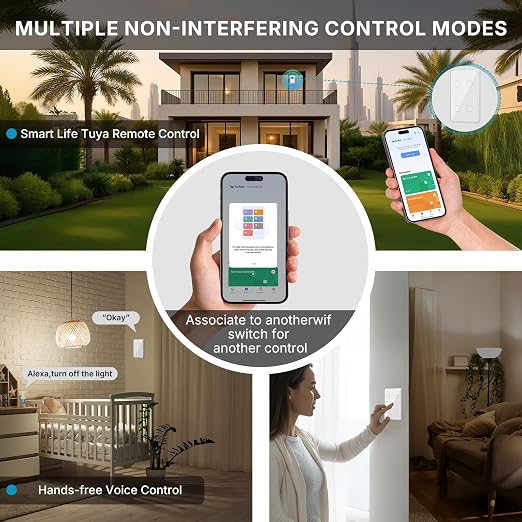 2.4GHz WiFi Smart Touch Wall Single Fire Smart Light Switch, Need Neutral Wire, Glass Panel Light Switch Work with Smart Life/Tuya App, Alexa and Google Home 2 Pack (White 4 Gang)