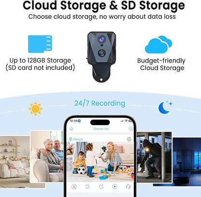 vebiliki Indoor Camera, 4K Security Camera, Wireless Camera, Real-Time Recording, AI Motion Detection, Support Cloud & TF Storage, Auto Night Vision, WiFi Cameras for Home Security, 2.4G WiFi Only