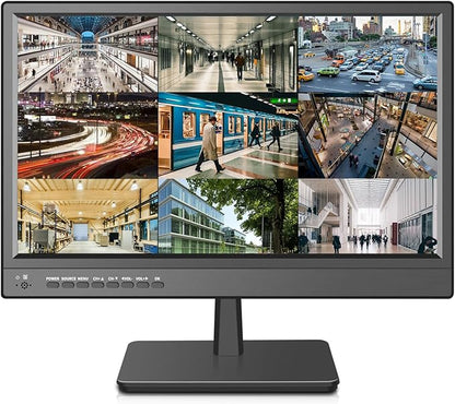 Jexiop 17inch Security Monitor,Supports Wall-Mounted-USB/Full Format Video Playback,CCTV Monitor with AV/HDMI Input/VGA/Headphone Output,Built-in Speaker, Remote Contro