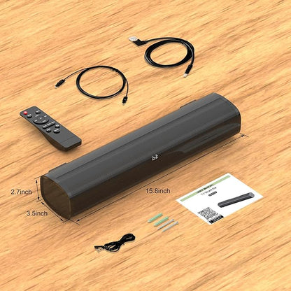 HDMI Sound Bar Smart TV, Home Theater Surround Sound Bars, TV Speakers Sounds Bar Bluetooth HDMI AUX OPT COAX USB Home Audio Surrounds Sounds System For PC Projector Game Movie/Music/News, Black