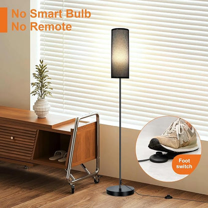 FRIDEKO HOME Black Shade Floor Lamp with, Simple Design with Foot Pedal Switch, Small Tall Lamps for Living Room Bedroom Office, Corner Floor Stand Light with Black Pole Lamp (No Bulb/No Remote)