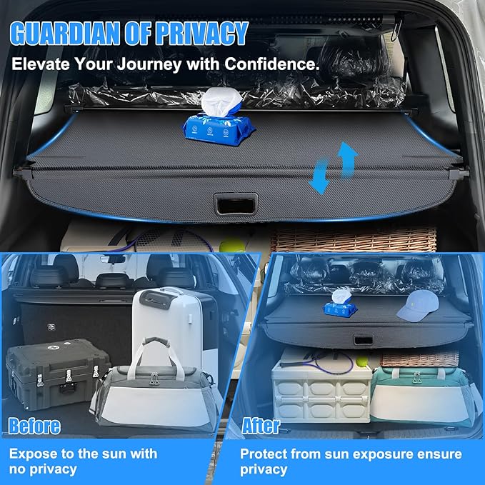 AUXKO Retractable Cargo Cover for Toyota 4Runner 2026-2025, Trunk Cargo Cover Luggage Security Shade Cover for 2026 Toyota 4Runner Shielding Shade Anti-Peeping Luggage Privacy Screen, Carbon Fiber