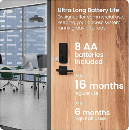 Lockly Guard Deadbolt PGD728WPU Commercial Smart Lock – UL10B/10C Fire Rated Keypad Deadbolt with Fingerprint, Wi-Fi & Bluetooth, Alexa & Google Compatible, 8 AA Batteries, Rekeyable Door Lock