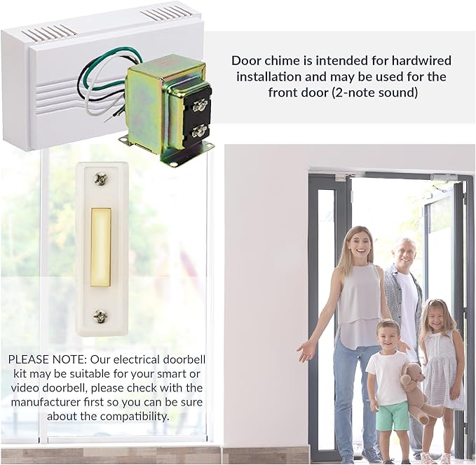 Newhouse Hardware Hardwired Chime Kit with 16-Volt/30VA Transformer and Surface-Mount White Button