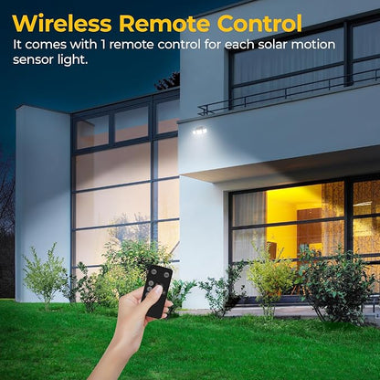 Solar Motion Sensor Lights, Remote Control, 3 Modes, 2 Pack