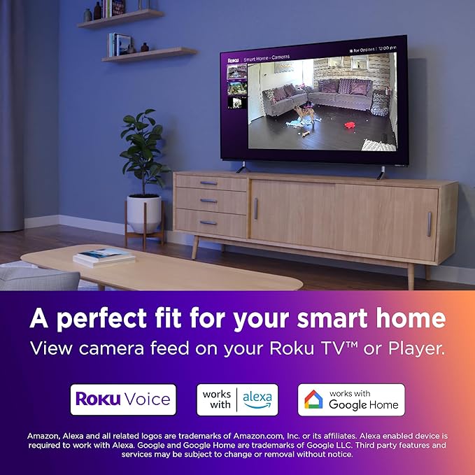Roku Indoor Camera 360° for Home Security - Security Camera with 1080p HD Color Night Vision, Works with Alexa & Google, Motion Detection & Tracking - Pan & Tilt - 90-Day Subscription Included