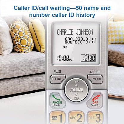 AT&T EL51303 3 Handset DECT 6.0 Cordless Home Phone Full-Duplex Handset Speakerphone,Backlit Display, Lighted Keypad,Caller ID/Call Waiting,Phonebook, Eco Mode,Voicemail Key,Quiet Mode,Intercom,Silver