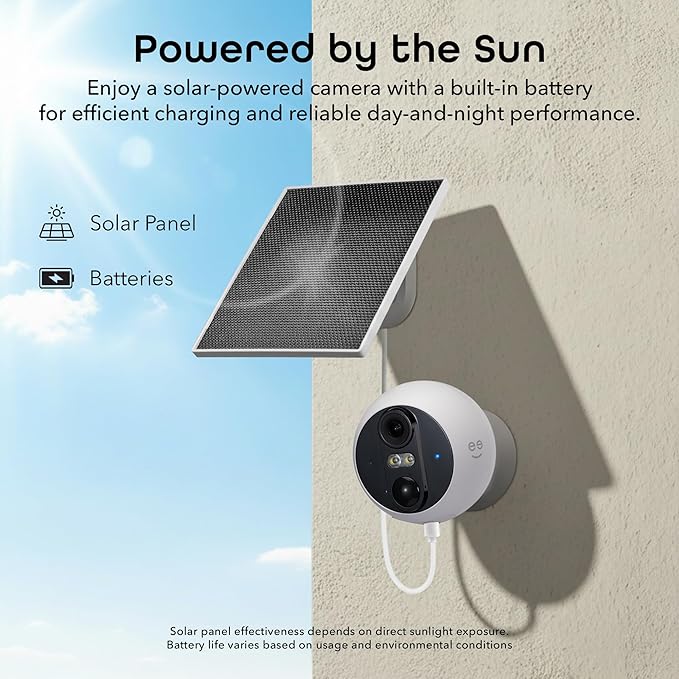 Geeni Perch 3MP Smart Magnetic Battery Camera with 3W Solar Panel – 2K HD Outdoor Wireless Security Camera with Continuous Solar Power, Color Night Vision, LED Spotlight, & IP65 Weatherproof