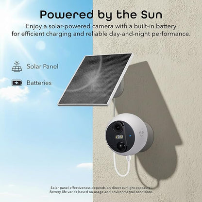 Geeni Perch 3MP Smart Magnetic Battery Camera with 3W Solar Panel – 2K HD Outdoor Wireless Security Camera with Continuous Solar Power, Color Night Vision, LED Spotlight, & IP65 Weatherproof